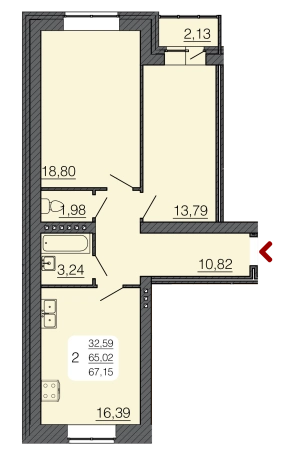 Купить двухкомнатную квартиру в Семилуках. Вариант № 101551, 0, площадь -  квм, цена 5882010 рублей