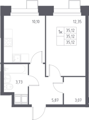 Купить однокомнатную квартиру в ЖК Тропарево парк в Москве. Вариант № 3595378, 0, площадь -  квм, цена 9615452 рублей