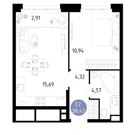 Купить однокомнатную квартиру в новостройках в ЖК Роща в Рязани. Вариант № 151008, 0, площадь -  квм, цена 5148467 рублей