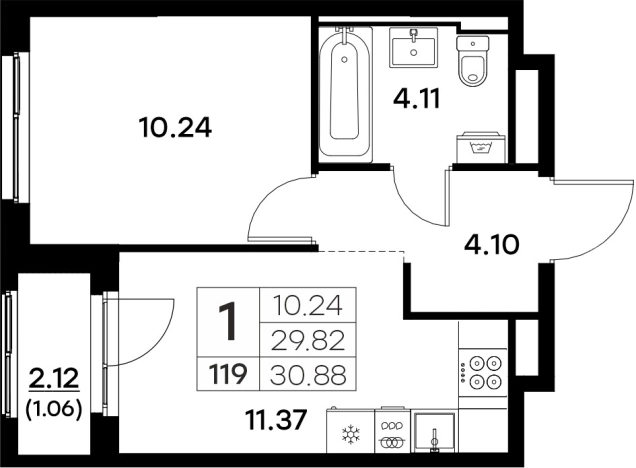 Купить однокомнатную квартиру в ЖК Glorax Октябрьский в Владимире. Вариант № 133885, 0, площадь -  квм, цена 4949999 рублей