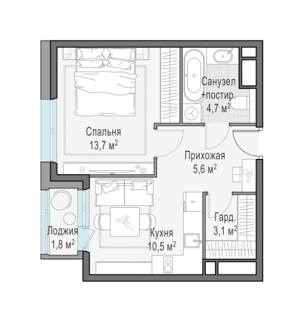 Купить однокомнатную квартиру на улице Сколковская в Одинцове. Вариант № 134062, 0, площадь - квм, цена 12370000 рублей