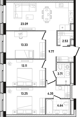 Купить трехкомнатную квартиру в ЖК Republic в Москве. Вариант № 122503, 0, площадь -  квм, цена 50561280 рублей