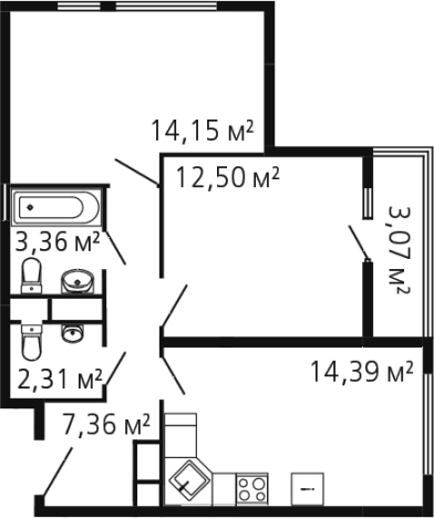 . Вариант № 142936, 0, площадь - 54.13 квм, цена 12237715 рублей