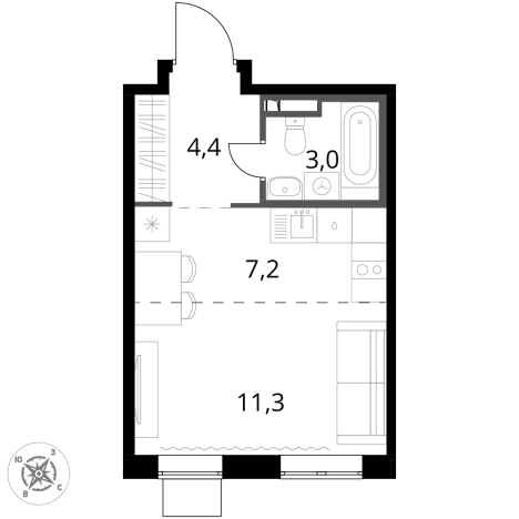 Купить однокомнатную квартиру у метро Битца в Московской области. Вариант № 10221463, 0, площадь -  квм, цена 9650340 рублей