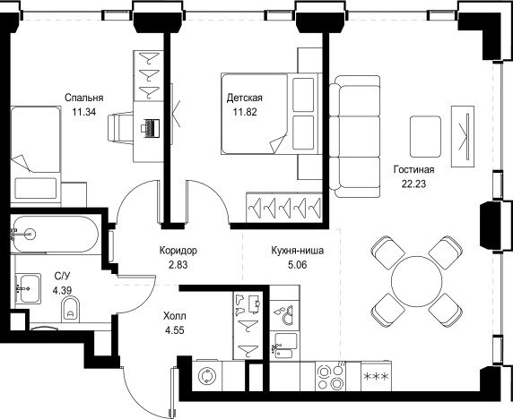 Купить двухкомнатную квартиру в новостройках у метро Давыдково в Москве. Вариант № 10349904, 0, площадь -  квм, цена 34656540 рублей