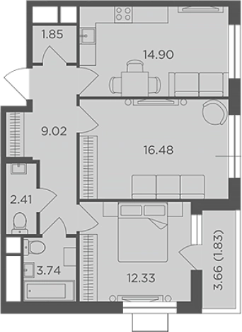 Купить двухкомнатную квартиру в Одинцове. Вариант № 129188, 0, площадь -  квм, цена 13320000 рублей