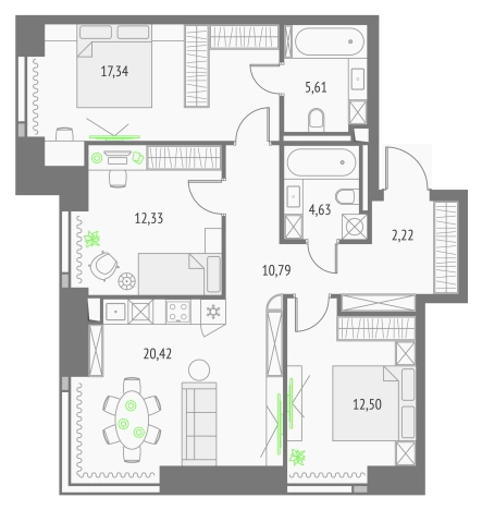 Купить трехкомнатную квартиру у метро Бутырская в Москве. Вариант № 3798874, 0, площадь -  квм, цена 44792873 рублей
