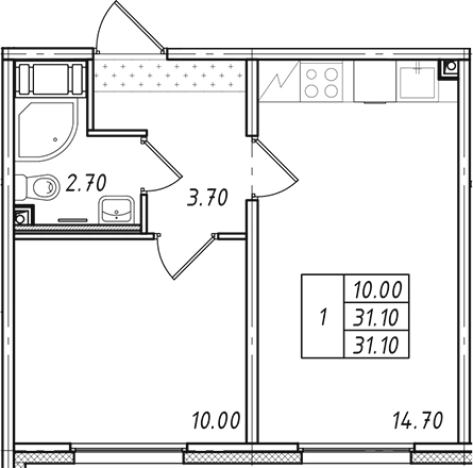 Купить однокомнатную квартиру в ЖК Ржевский парк в Ленинградской области. Вариант № 7600301, 0, площадь - квм, цена 5619237 рублей
