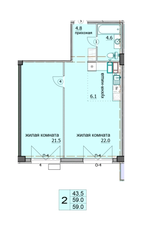 Купить двухкомнатную квартиру в районе Октябрьский в Пензе. Вариант № 90522, 0, площадь -  квм, цена 5858800 рублей