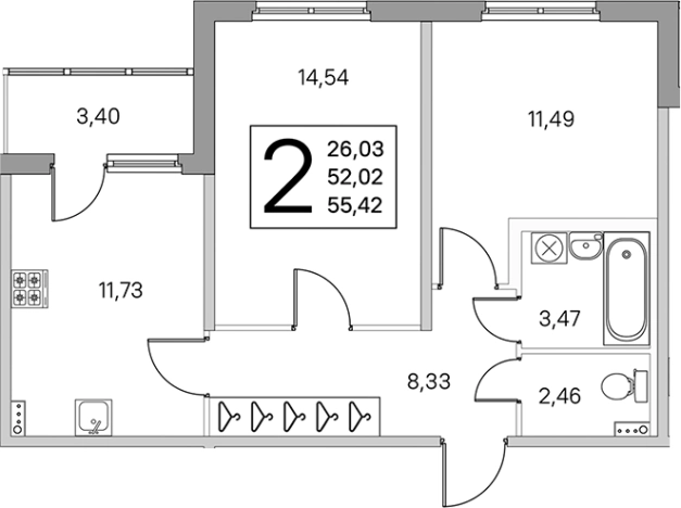 Купить двухкомнатную квартиру в новостройках у метро Проспект Ветеранов в Санкт-Петербурге. Вариант № 6866180, 0, площадь -  квм, цена 12323538 рублей