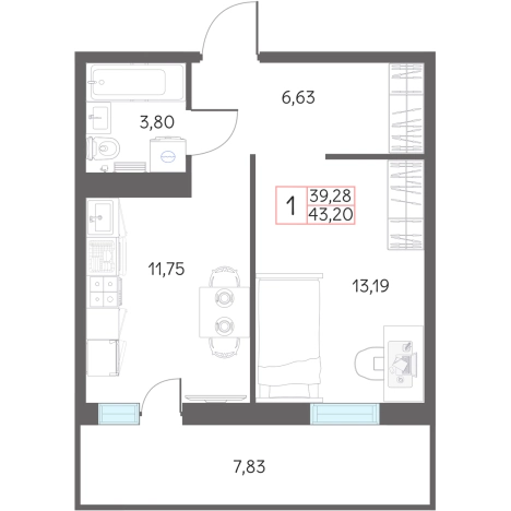 Купить однокомнатную квартиру в новостройках в Тобольске. Вариант № 159563, 0, площадь -  квм, цена 4500000 рублей