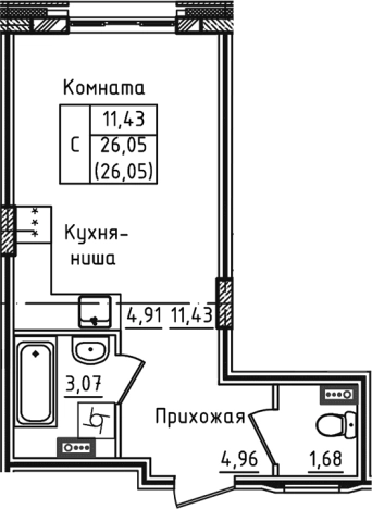 Купить Студию на улице 2-й Восточный проезд в Московской области. Вариант № 128891, 0, площадь -  квм, цена 3881656 рублей