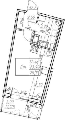 Купить Студию на улице Оборонная в Мурине. Вариант № 6851978, 0, площадь -  квм, цена 4291245 рублей
