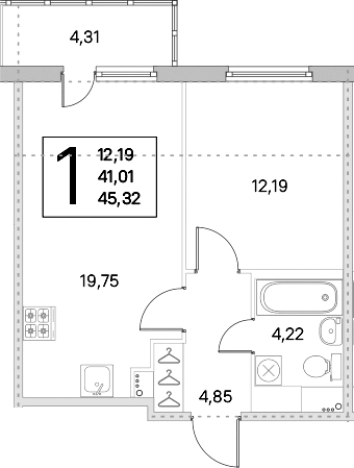 Купить двухкомнатную квартиру в ЖК Ясно.Янино в Ленинградской области. Вариант № 8488038, 0, площадь -  квм, цена 7098831 рублей