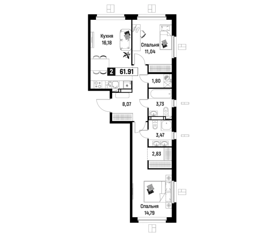 Купить трехкомнатную квартиру у метро Девяткино в Мурине. Вариант № 6866879, 0, площадь -  квм, цена 11622635 рублей