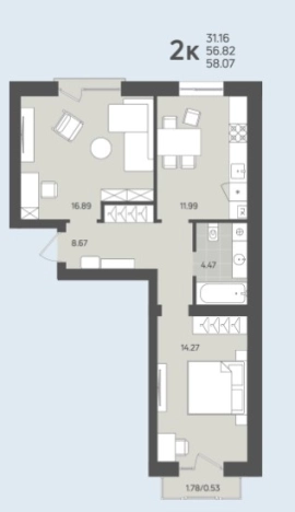 Купить двухкомнатную квартиру в новостройках в районе Центральный в Калининграде. Вариант № 103932, 0, площадь -  квм, цена 5397900 рублей