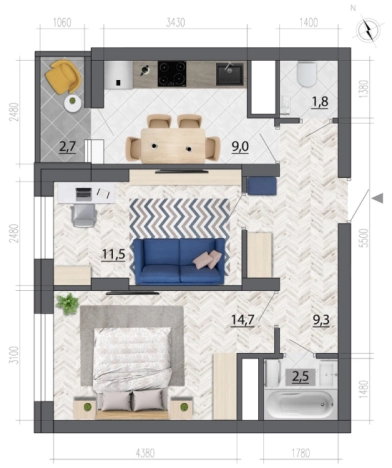 . Вариант № 147691, 0, площадь - 50.2 квм, цена 6252641 рублей