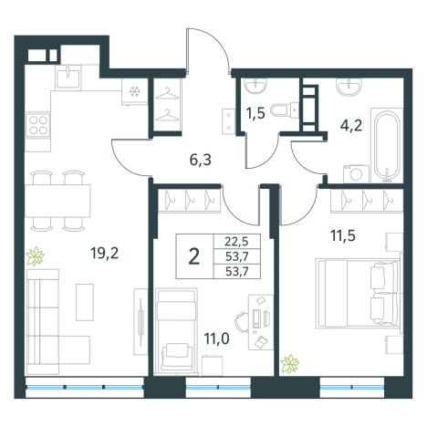 Купить двухкомнатную квартиру в новостройках в Микрорайоне Хороший, Чита в Чите. Вариант № 138049, 0, площадь -  квм, цена 8307390 рублей
