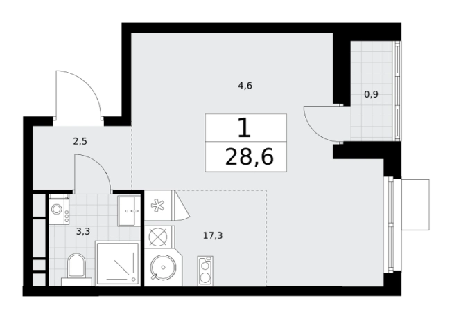Купить однокомнатную квартиру в новостройках у метро Аэропорт Внуково в Москве. Вариант № 3863100, 0, площадь -  квм, цена 10693826 рублей