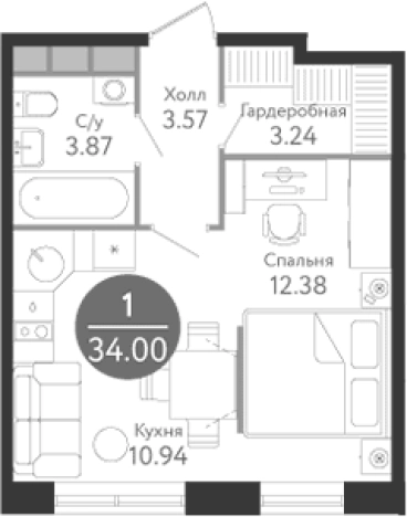 Купить Студию у метро Коммунарка в Москве. Вариант № 82882, 0, площадь -  квм, цена 12271400 рублей