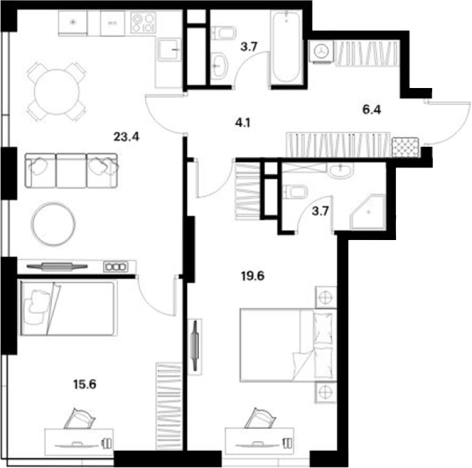 Купить трехкомнатную квартиру у метро Спартак в Москве. Вариант № 128262, 0, площадь -  квм, цена 29359256 рублей