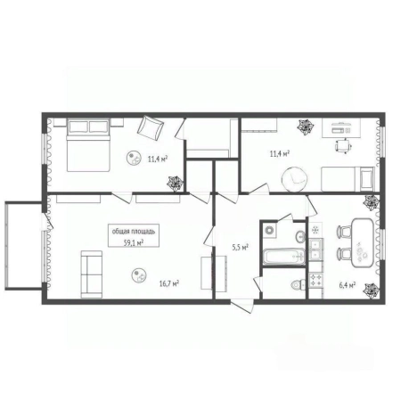 Купить трехкомнатную квартиру у метро Гагаринская в Новосибирске. Вариант № 56934, 17, площадь -  квм, цена 6300000 рублей