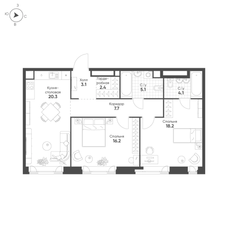 . Вариант № 8197207, 0, площадь - 77.1 квм, цена 46683057 рублей