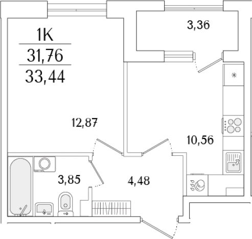 Купить однокомнатную квартиру у метро Бухарестская в Санкт-Петербурге. Вариант № 6257684, 0, площадь -  квм, цена 11931702 рублей