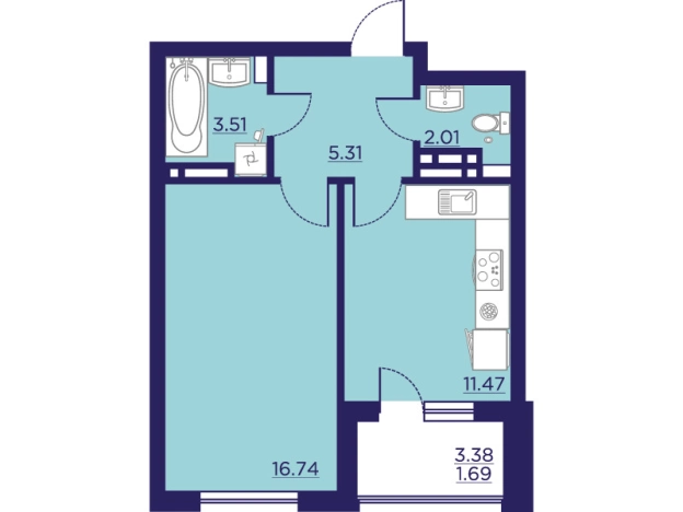 Купить однокомнатную квартиру в ЖК Городские Сады в Воронеже. Вариант № 102923, 0, площадь -  квм, цена 6569749 рублей