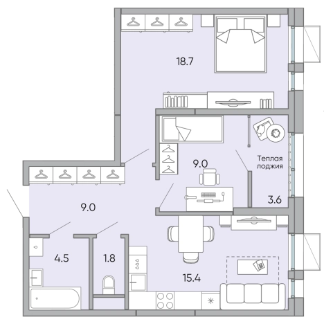 Купить двухкомнатную квартиру в ЖК мкр. Хороший в Чите. Вариант № 151992, 0, площадь -  квм, цена 10540000 рублей