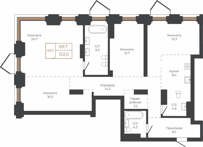 Купить квартиру в Барнауле. Вариант № 6841251, 0, площадь -  квм, цена 29880336 рублей