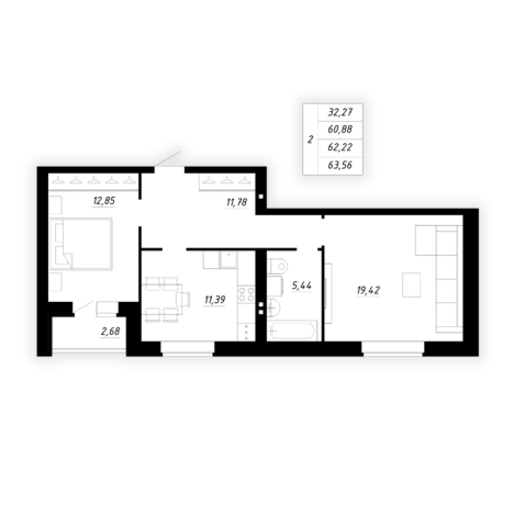 Купить квартиру в Стерлитамаке. Вариант № 83054, 0, площадь -  квм, цена 4368990 рублей