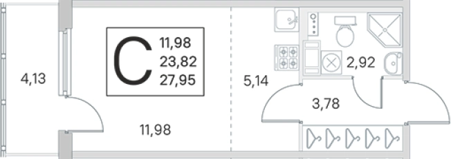 Купить Студию в новостройках у метро Проспект Ветеранов в Санкт-Петербурге. Вариант № 6866344, 0, площадь -  квм, цена 5778732 рублей