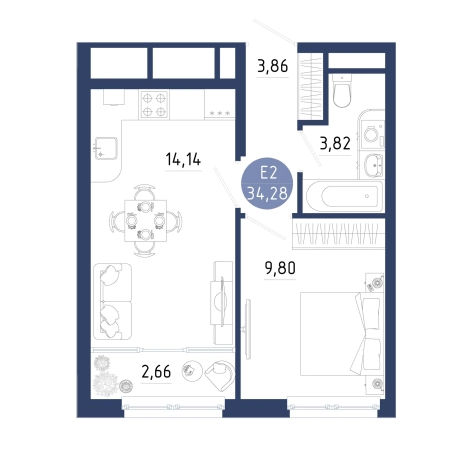 Купить однокомнатную квартиру на улице проезд Бульвар Оптимистов в Рязанской области. Вариант № 1743065, 0, площадь -  квм, цена 4249692 рублей