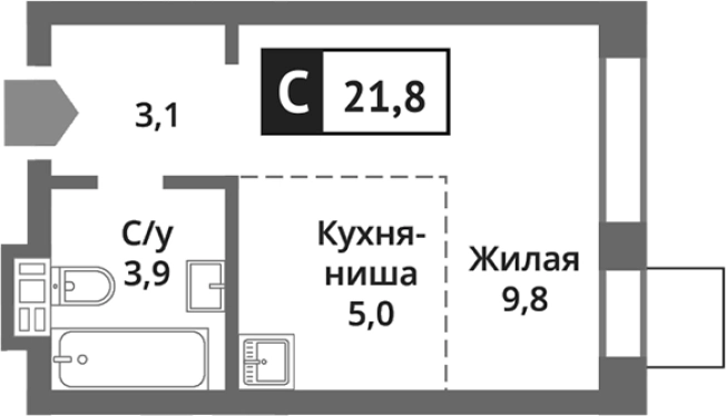 Купить Студию в районе Новокуркино в Химках. Вариант № 123737, 0, площадь -  квм, цена 4864958 рублей