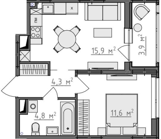 Купить однокомнатную квартиру в новостройках в ЖК Квартал Новаторов в Владимире. Вариант № 155743, 0, площадь -  квм, цена 4471800 рублей