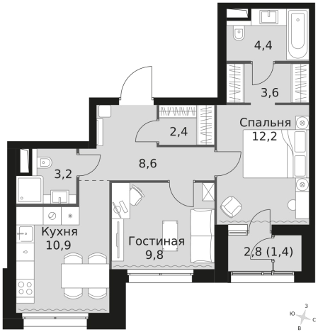 Купить квартиру в ЖК Sky Garden в Москве. Вариант № 182962, 0, площадь -  квм, цена 26306400 рублей