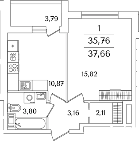 Купить однокомнатную квартиру в новостройках в ЖК Лайнеръ в Санкт-Петербурге. Вариант № 6832603, 0, площадь -  квм, цена 9070031 рублей