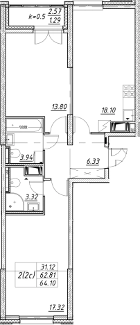 Купить трехкомнатную квартиру у метро Елизаровская в Санкт-Петербурге. Вариант № 7849861, 0, площадь -  квм, цена 19569217 рублей