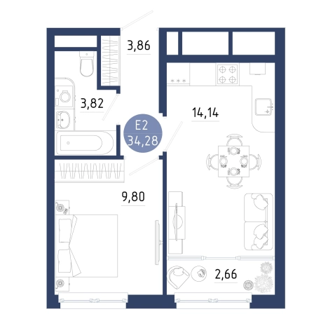 Купить однокомнатную квартиру на улице проезд Бульвар Оптимистов в Рязанской области. Вариант № 102581, 0, площадь -  квм, цена 4249692 рублей