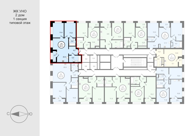 Купить квартиру в новостройках в ЖК UNO в Владимире. Вариант № 219811, 1, площадь -  квм, цена 9079500 рублей
