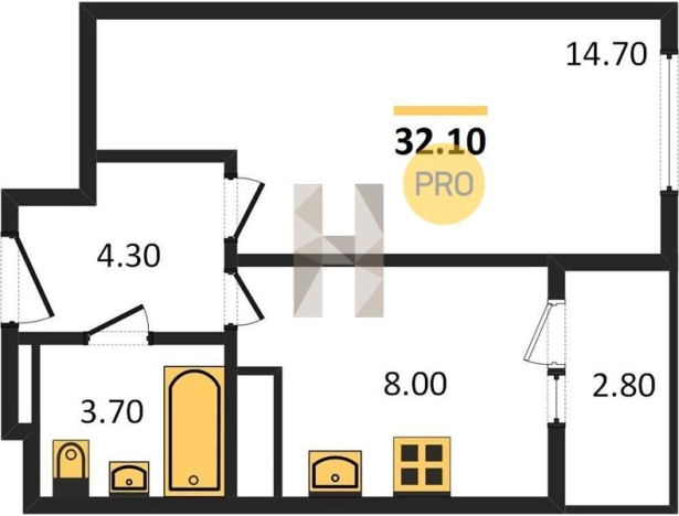 Купить однокомнатную квартиру в ЖК Настроение в Ижевске. Вариант № 69992, 0, площадь -  квм, цена 2764773 рублей