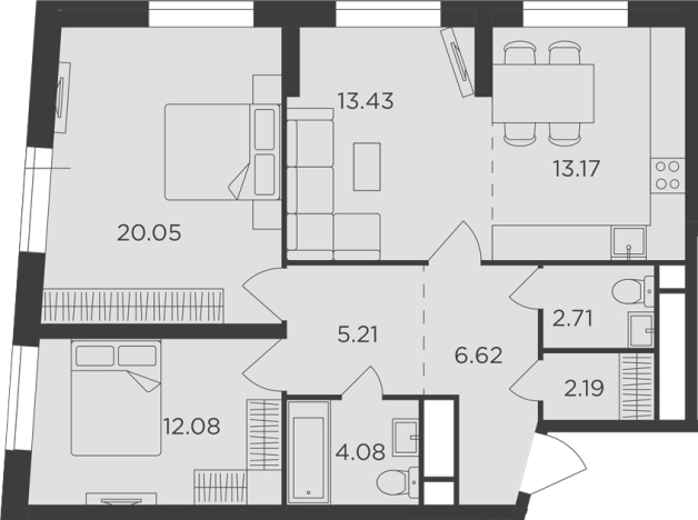Купить квартиру на вторичке в ЖК КутузовGRAD II в Москве. Вариант № 65842, 0, площадь -  квм, цена 25545376 рублей