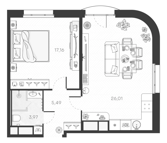 . Вариант № 5549665, 0, площадь - 52.63 квм, цена 23894715 рублей
