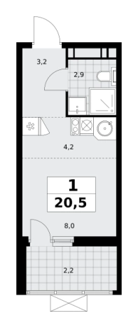 Купить однокомнатную квартиру у метро Потапово в Москве. Вариант № 1006523, 0, площадь -  квм, цена 8897205 рублей
