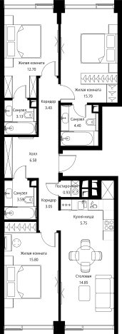 Купить трехкомнатную квартиру у метро Мякинино в Москве. Вариант № 141786, 0, площадь -  квм, цена 37542330 рублей