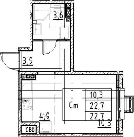 Купить Студию у метро Купчино в Санкт-Петербурге. Вариант № 9328495, 0, площадь -  квм, цена 6252079 рублей