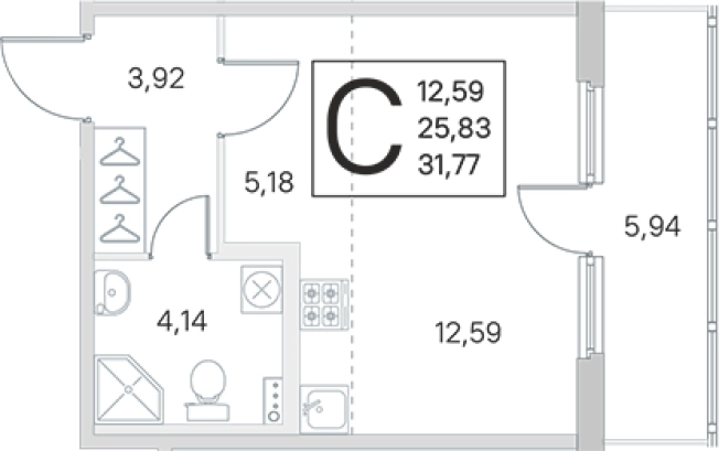Купить Студию в новостройках у метро Проспект Ветеранов в Санкт-Петербурге. Вариант № 6866328, 0, площадь -  квм, цена 5987394 рублей