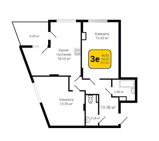 Купить двухкомнатную квартиру в ЖК Арт-квартал Зарядье в Воронеже. Вариант № 893522, 0, площадь -  квм, цена 9314320 рублей