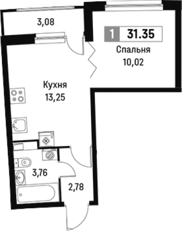 Купить однокомнатную квартиру у метро Девяткино в Мурине. Вариант № 6212804, 0, площадь -  квм, цена 5633548 рублей